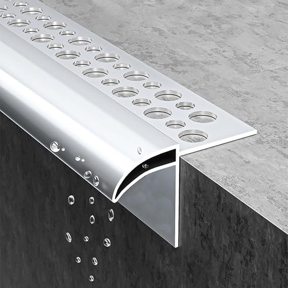 Cuttable Aluminum Eaves Drip Line Diverter Strip - Metal Roof Edge Deflector for Balconies & Outdoor Areas - Prevents Water Damage & Enhances Drainage