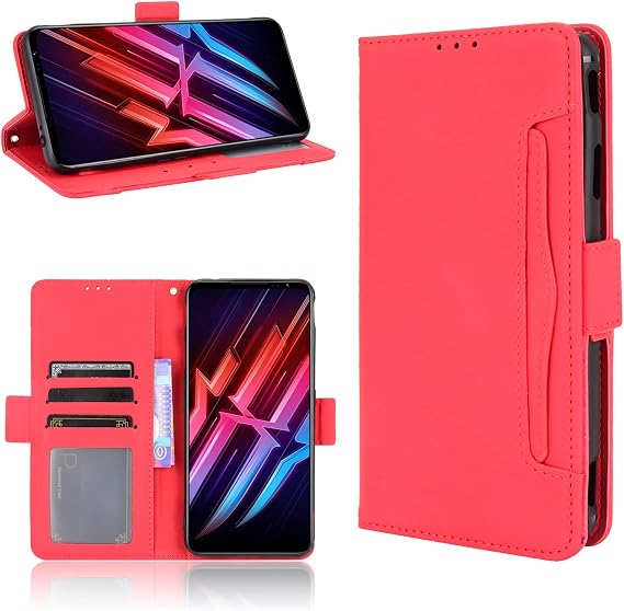 Case for ZTE Nubia Red Magic 6 Leather Case,Case for ZTE Nubia Red Magic 6 Pro NX669J-P Case Cover,Case for ZTE Nubia Red Magic 6 NX669J Case Flip Pu Leather Cover Red