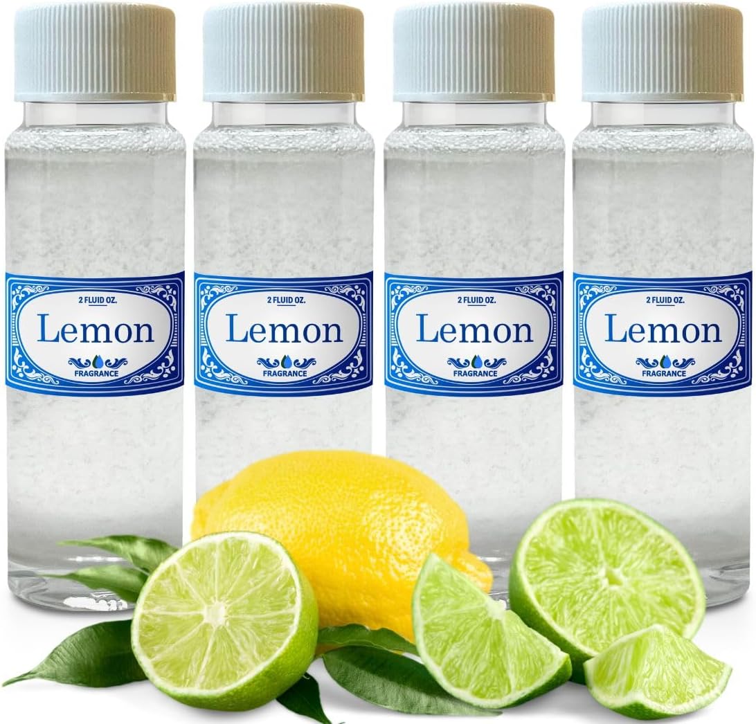 Concentrated Lemon Scented Oil 2.0 fl oz Fragrance 4 Pack Compatible with Rainbow Vacuum Fragrances, Sirena, Water Vacuums, Hyla, Diffusers, Aromatherapy, Fragrances Not Made by Rexair