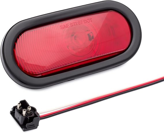 Lumitronics RV 6 inch Oval Sealed Stop/Turn/Tail Light, Grommet and Plug