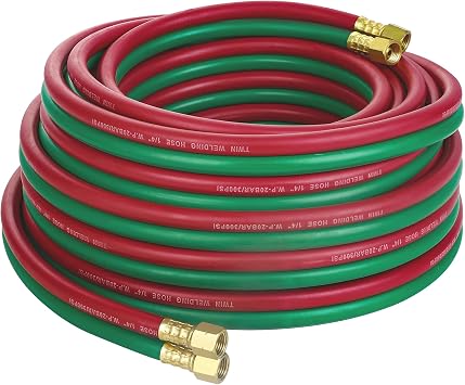 Hromee Oxygen Acetylene Hose 1/4-Inch 50 Feet with 9/16"-18 B fittings Welding Cutting Torch Twin Hose
