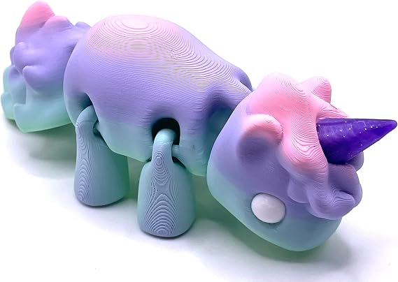 3D Printed Flexible Articulated Animal Fairy Pony Unicorn Rainbow Colored Gift Fidget Figurine, Easter Basket Stuffer, May Help with ADHD Autism Anxiety Stress