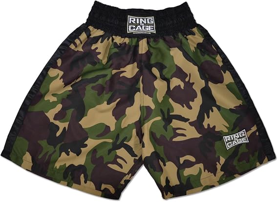 Traditional Boxing Trunks, Camo/Black, Kids and Adult Sizes