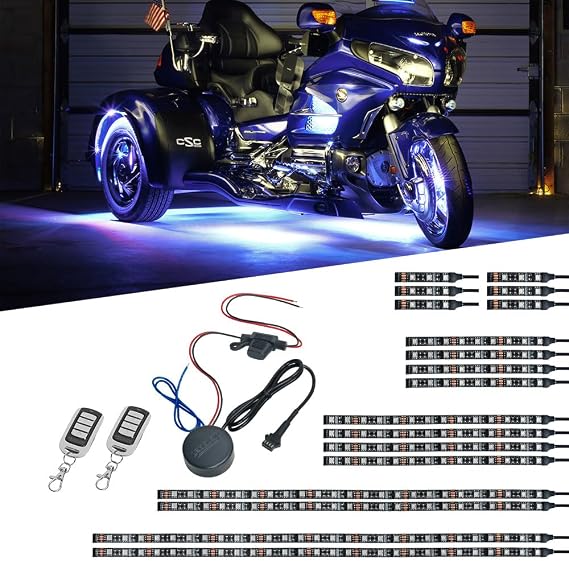 LEDGlow 18pc LiteTrike Advanced Million Color LED Underglow Lighting Kit | Motorcycle Accent Neon Lights Include 18 Colors, 17 Modes, Automatic Brake Lights Feature, Waterproof Control Box & Remotes