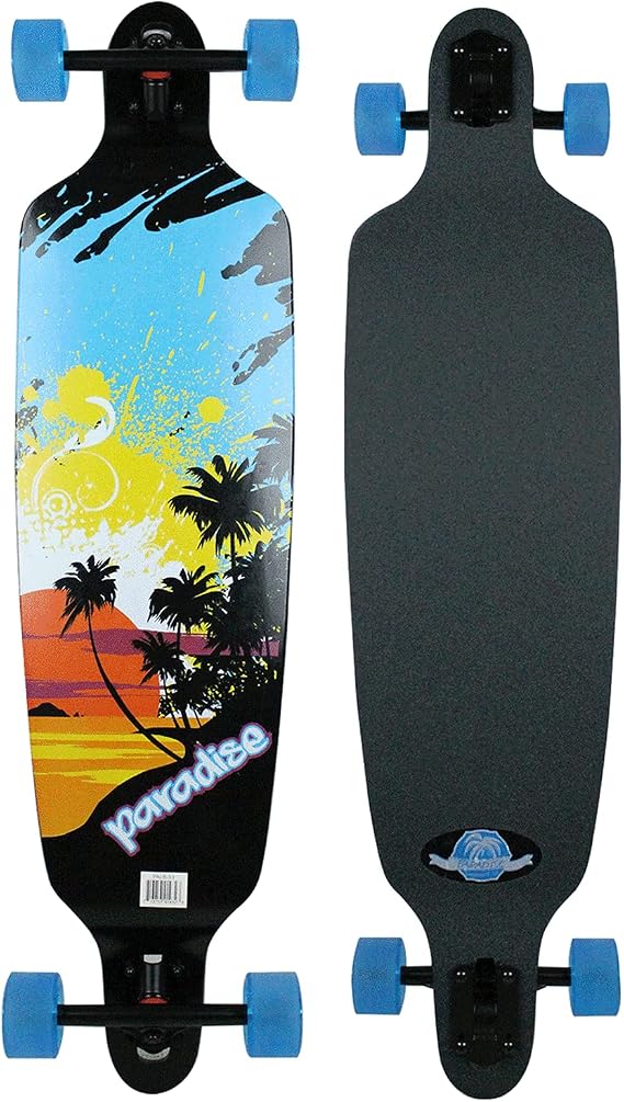 Paradise Longboard Drop Through Complete Cruiser Skateboard, Sun Splash, 9.75" x 39.75"