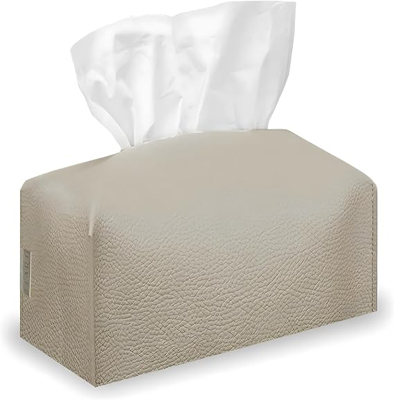 Bolivia's Deri Mendil Kutusu Kılıfı, Krem Rengi Modern Dekoratif Deri Mendil Kutusu Kapağı, 24x12.5x12.5cm Mendil Kutusu Kapağı, Banyo, Araba, Otel ve Ofis İçin Dikdörtgen Tezgah Üstü