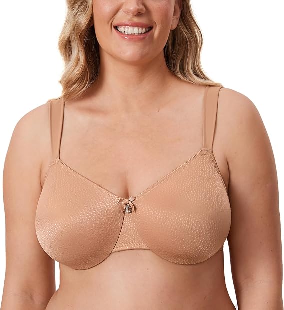 DELIMIRA Women's Minimizer Bra Plus Size Full Coverage Unlined Support Underwire