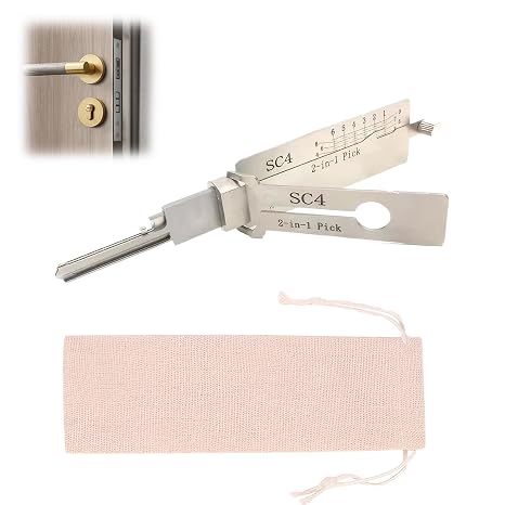 Key Decoder Made of Stainless Steel Key Decoder Master Key Decoder SC4 Stainless Steel Key Decoder Auto Lock Pick Stainless Steel Master Key Decoder with Storage Bag for Door Locks