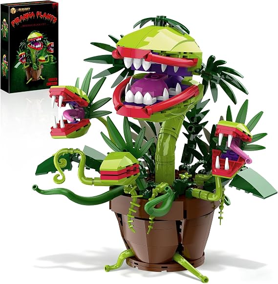 Piranha Plant Audrey 2 Building Blocks Set, Little Shop of Horrors Carnivorous Flower Model with 4 Openable Mouth, Toys Gifts for Kids Adults TV Movie Fans Halloween Christmas Birthday Gift(428PCS)