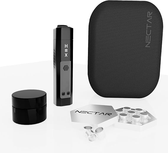 Nectar Hex Dry Herb Vaporizer | Complete Kit + | 2-in-1 Vaporiser with Dosing Capsules, 24ct Gold Chamber, Rapid Heating, Adjustable Airflow, Fast Charging and 60mins Usage