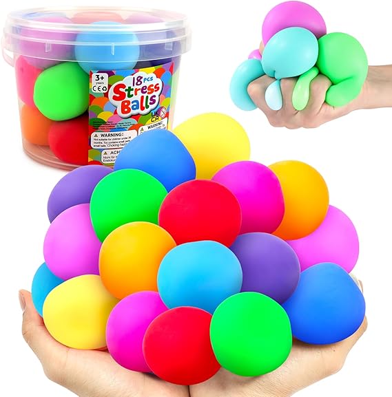 Squishy Stress Balls for Kids Adults: 18 Pack Fidget Toy Bulk for Prize