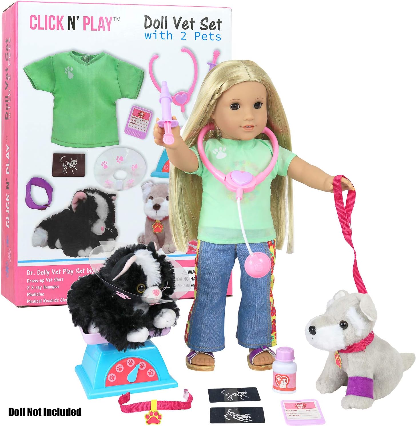 Click N Play Doll Vet Set Doll Accessories 12 Piece Set Perfect for 18 Dolls