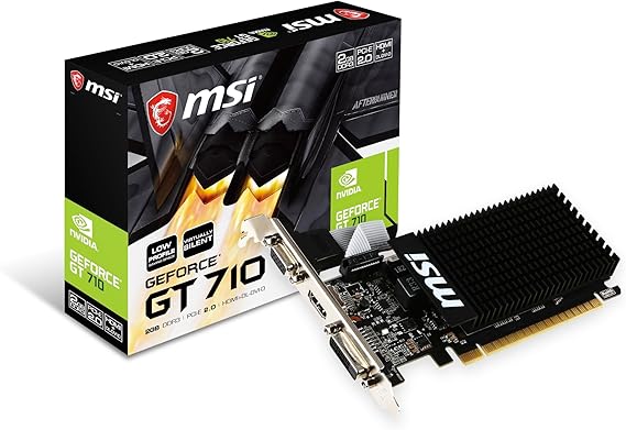 MSI GeForce GT 710 2GD3H LP Graphics Card '2GB DDR3, 954MHz, Low Profile, Low Consumption, VGA, DVI-D, HDMI, HTPC, Silent Passive Fanless Cooling System'