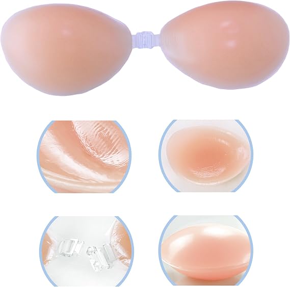 Silicone Bra to Enhance Breast Size | Adhesive Push Up Silicone Bra Cups Strapless Bras Lift for Women (Cup B) Pink