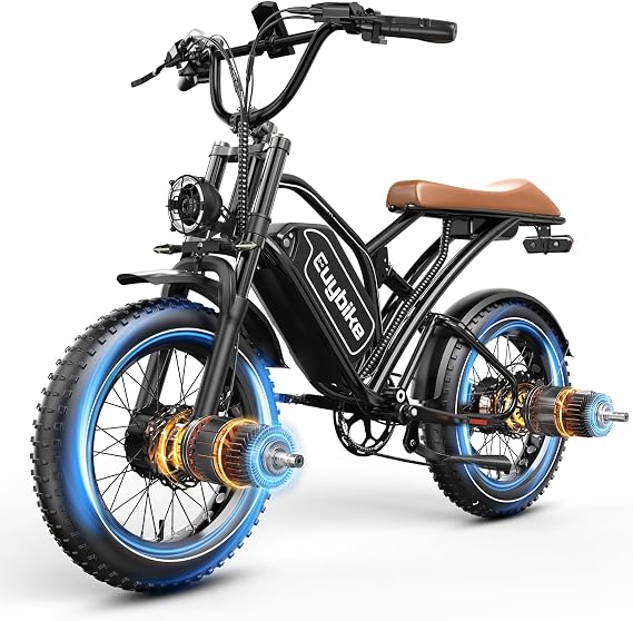 EUYBIKE Electric Bike for Adults, 2000W/3000W Peak Single/Double Motor with 48V/52V 25AH/30AH Battery, 20"x4.0" Fat Tires 35MPH/37MPH Ebike, Dual Hydraulic Disc Brake Full Suspension Electric Bicycle