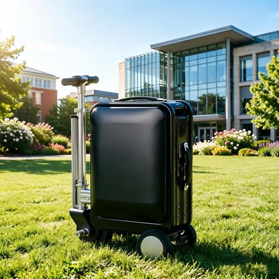 20'' Electric Ride-On Suitcase, 250w Motorized Scooter Luggage, Lightweight Rideable Carry-On for Travel, Removable Battery, Load-Bearing Capacity 110kg Black-Flatsurface