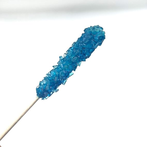 Classic Rock Candy Sticks Lollipops, Little Sugar Rock Crystals on Swizzle Stick, Individually Wrapped Lollipops (Blue Raspberry, Pack of 18)