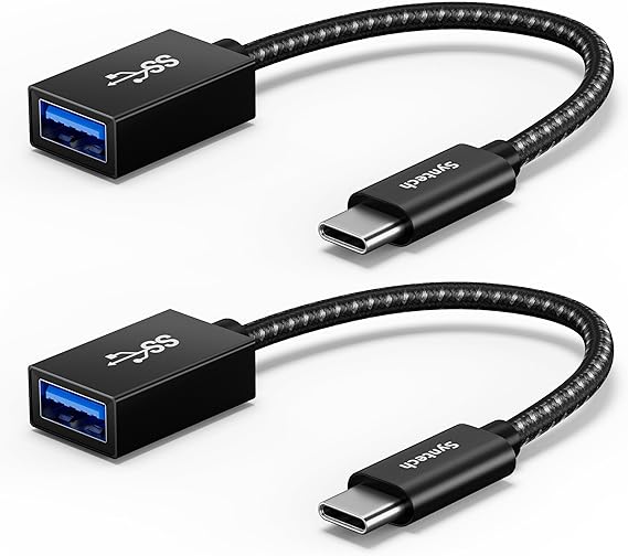 Syntech USB C to USB Adapter, 2 Pack USB C to USB 3, 10Gbps Type C, Thunderbolt 3 to USB Female Adapter OTG Cable Compatible with iPhone 17/16/15 Pro Max, iPad mini 6, MacBook Pro/Air/Neo, Black