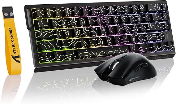 ATTACK SHARK X68 HE Gaming Keyboard & R1 Mouse Combo,8KHz Magnetic Switch Keyboard, 16.8M RGB, Custom Actuation, 55g Ultra-Light Mouse with 18,000 DPI & Tri-Mode Connectivity for Esport Gamer-Black
