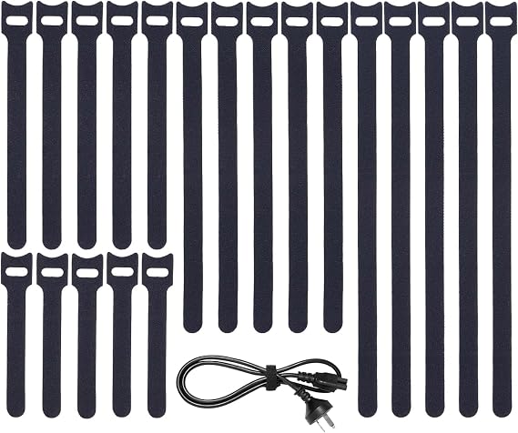 BALABALA 200 PCS Reusable Fastening Cable Ties 4+6+8+10 inch Cords Management Cable Organizer Cord Wrap Black