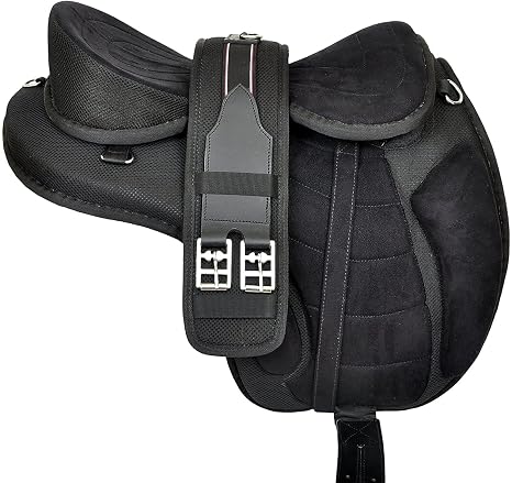 Comfortable Synthetic Freemax Treeless Horse Saddle Lightweight Flexible Riding Seat Black Size 16 Inches
