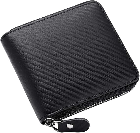 Men's Leather Zipper Wallet RFID Blocking Zip Around Wallet Bifold Multi Card Holder Purse