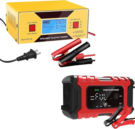 Battery Charger 6V-24V 10A Battery Charger + 12V 6A Battery Maintainer Automatic Trickle Charger
