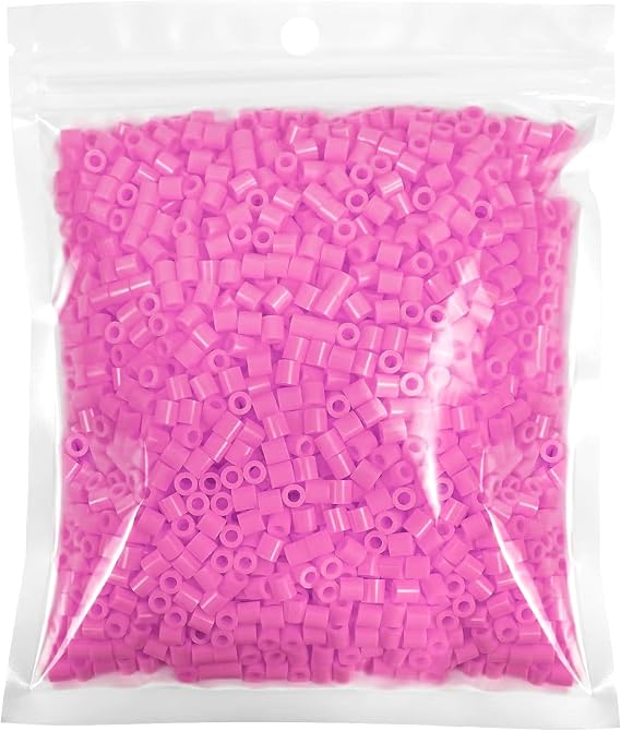 Fuse Beads 1000 Piece Melty Beads 5mm Fusion Beads Compatible Perler Beads Hama Beads, Pink, SB1000P-25