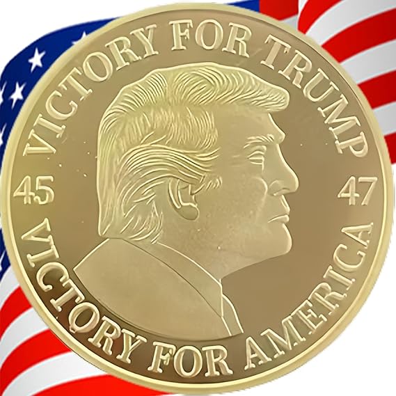 Donald Trump 2025 Challenge Coin 45th 47th President Commemorative Collectible MAGA American Eagle Coin with Display Case Gold-Plated Souvenir Gift