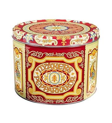 Nyåkers Pepparkakor Swedish Ginger Snaps Cookies, Vegan Cookies, Dairy-Free Snacks, Large Cookie Tin Gourmet Cookies, Food Gift for Holidays - 26.45 Ounces, Red
