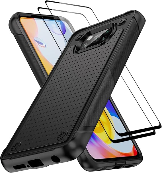 Jeylly for Xiaomi Poco X3 NFC Case with Screen Protector [2 Pack], Black
