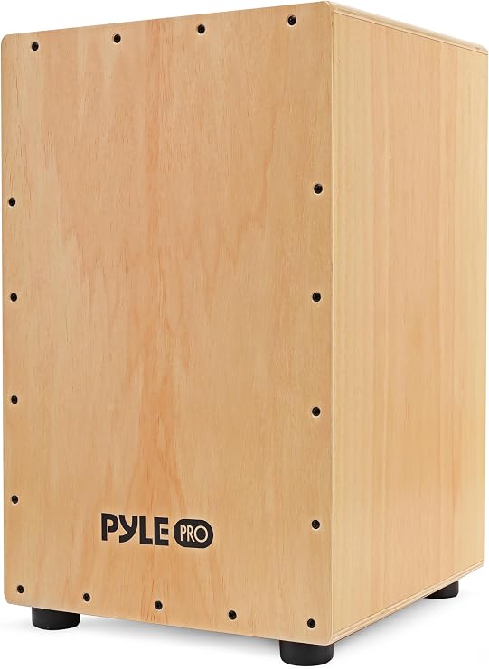 Pyle Jam - Wooden Cajon - Handcrafted Stringed Lightweight Percussion Box With Internal Guitar Strings, Rubber Capped Feet, Suitable For All Ages