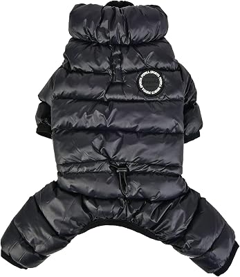 Puppia Winter Ultralight Dog Jumpsuit B Waterproof Warmth for Cold Weather Zipper Closure for Small and Medium Dogs, Black, Large