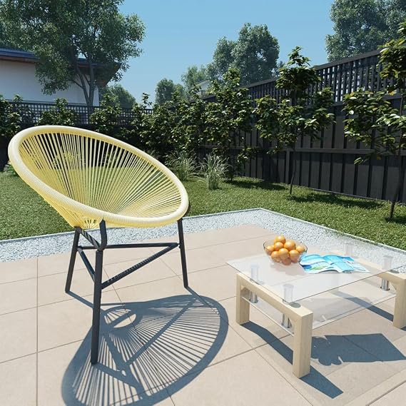 Beach Chairs for Adults shi bumi Beach chairsPatio Acapulco Chair Poly Rattan BeigeSuitable for Garden Patio Living Room