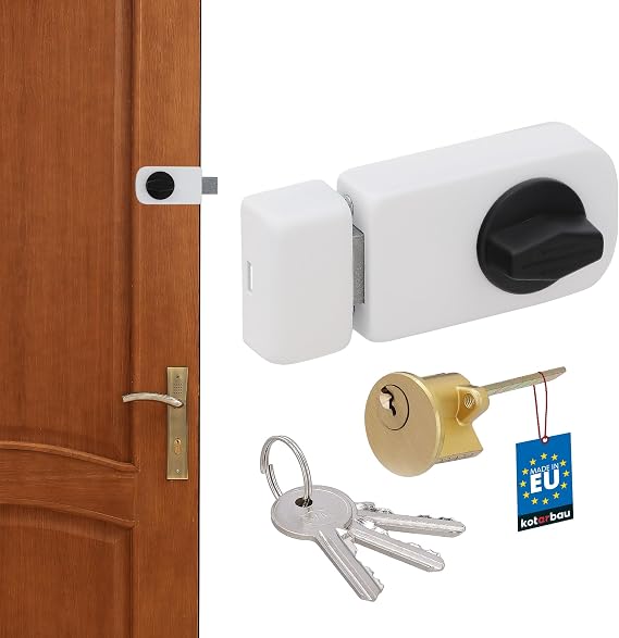 KOTARBAU® Additional Lock 50/60 mm 3 Colours With Lock Cylinder Different Locking Box (White) Door Lock