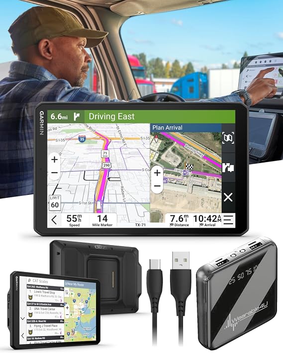 Garmin Dezl OTR820, NA MT-S, GPS Truck Navigator and Wearable4U Power Bank Bundle