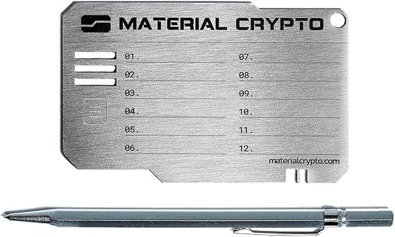 Material Crypto DIY - Crypto Seed Storage | Indestructible Steel Cryptocurrency Wallet | Compatible with Seed Phrase, Ledger, Trezor, Bitcoin, Ethereum, Keystone