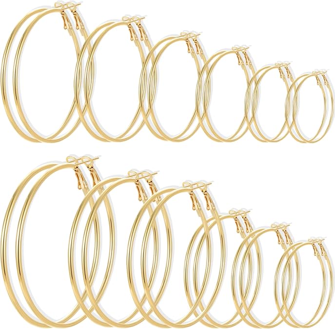 18 Pairs Gold Hoop Earrings for Women, Chunky Statement Hoops Set