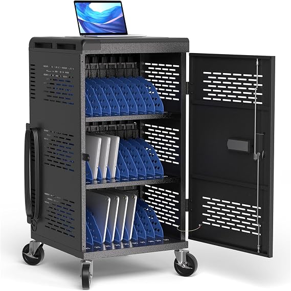 POCHAR Fully Assembled 30-Unit Storage & Charging Cart for Chromebooks