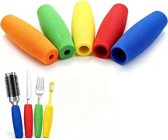 Foam Built-Up Handle Grips for Parkinson's, Arthritis Aids for Hands, Soft Non-Slip Grip Sleeves, Adaptive Utensil Handles for Cutlery, Toothbrush, Pens, Ideal for Elderly & Rehabilitation Users