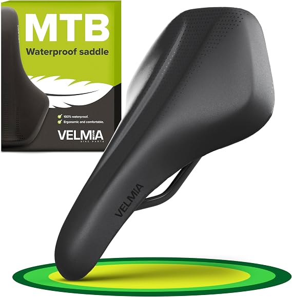 VELMIA Bike Seat 100% Waterproof I Bicycle Seat with Ergonomic Design - Bike Seats for Men and Women - Perfect for Trek Bikes & Peloton I Mountain Bike seat, Bike Saddle