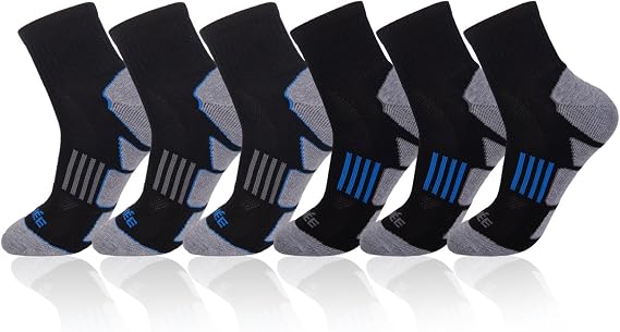 JOYNEE Men's 6 Pack Athletic Performance Cushion Ankle Running Quarter Socks
