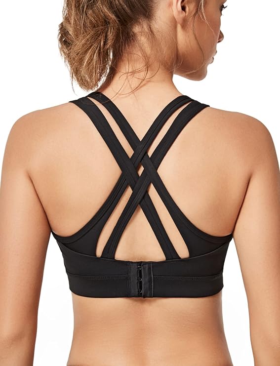 Yvette Women High Impact Sports Bras Criss Cross Back Sexy Running Bra for Plus Size