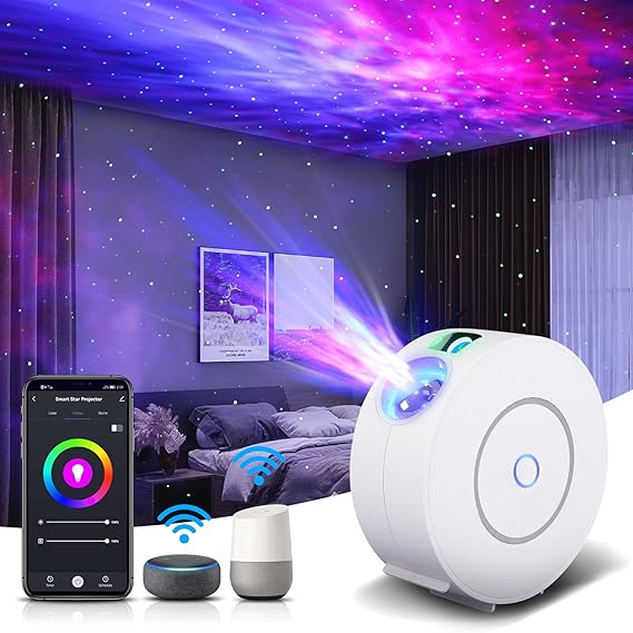Galaxy Projector for Bedroom,Star Projector Galaxy Light,Northern Lights Projector,Ceiling Starlight Projector,Nebula Lamp,Smart APP&Voice Control,Aurora LED Night Light Projector for Kids Room White