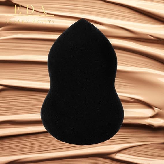 BLACK Beauty Sponge - Super Soft Makeup Sponge, Liquid, Foundation, Concealer, Cream, Blush, Powder Applicator - Gourd Shape Makeup Blender - 100% Vegan, Cruelty-Free & Latex Free
