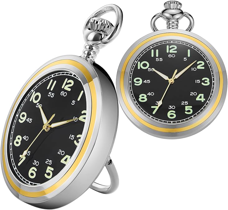 Unique Ball Shaped Uncovered Mechanical Pocket Watch for Men, Roman Digital Dial Mechanical Pocket Watch with Chain