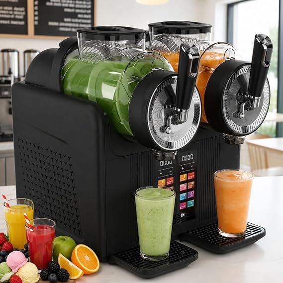 Slushie Maker Machine, 7-In-1 Slushy Maker, Double Head Soft Ice Cream Machine, 2 * 2l Tanks 430w, Touch Panel With Automatic Clean, Makes Slushies Milkshakes Cold Drinks White