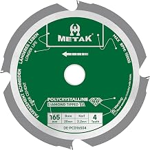 METAK Expert Fiber Cement Saw Blade 165 × 20 mm with 4 Polycrystalline Diamond Teeth (PCD) – Saw Blade for Fiber Cement Boards, Eternit, Aquapanel, HardieBacker – Includes 15.88 mm Adapters