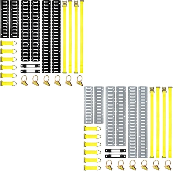 Elechomes E Track Tie-Down Rail Kit Black & Silver