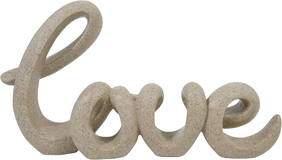 Love Desk Statue Decor, Love Word Signs for Home Office Decorations, Sandstone Funny Letters Sculpture, Wedding Anniversary Housewarming Gifts, 10.5 x 6 inch